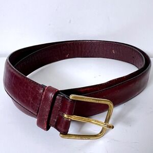 Vintage Dave Goldbaum Burgundy Harness Leather Belt Solid Brass Buckle Mens 36